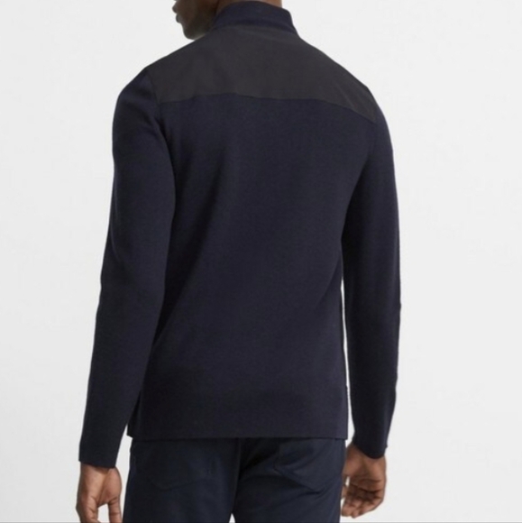 Theory Mens Merino Wool Combo Knit Zip-Up Lightweight Jacket Black/Gray - Sz XL - Picture 4 of 13